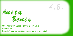 anita benis business card